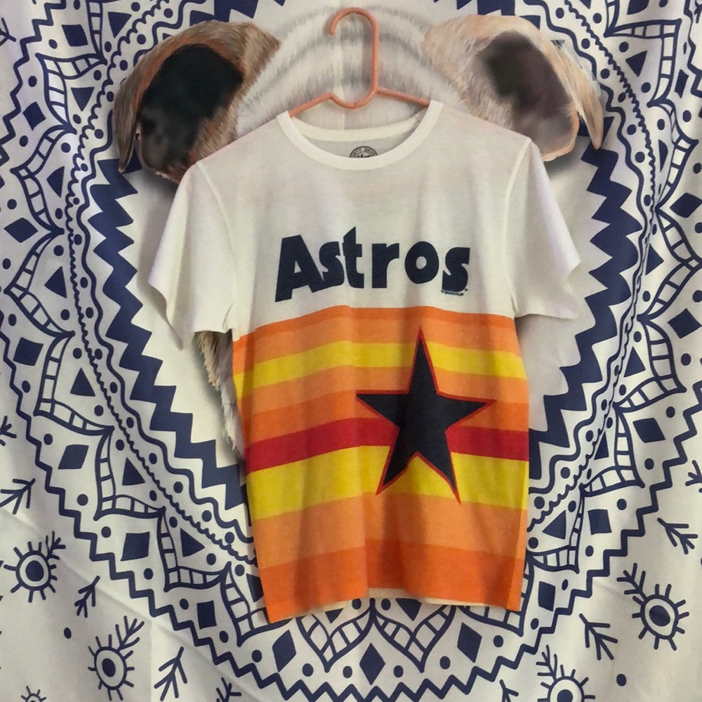 White Astros t-shirt.